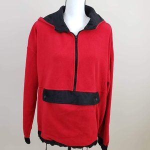 Forever21 Polyester Half Zip Hoodie Sweatshirt Red